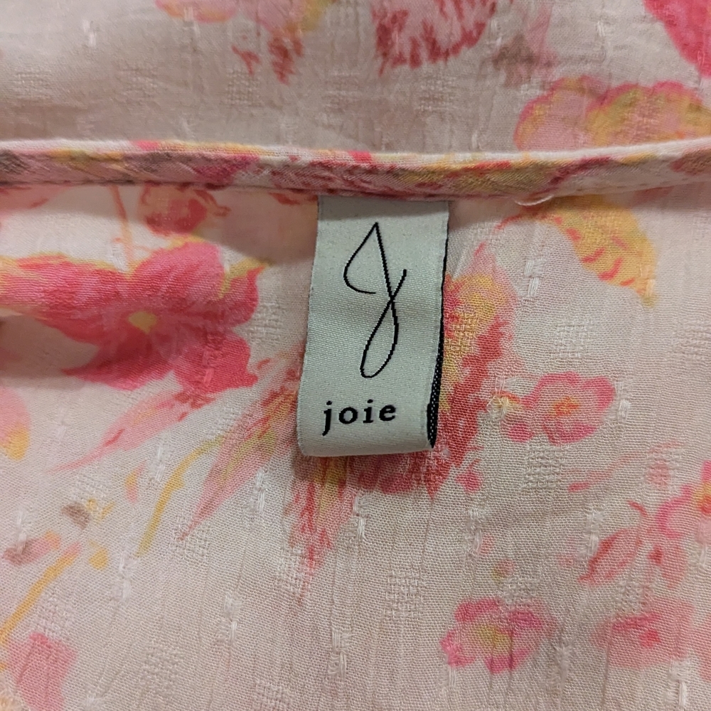 Joie pale pink with bright pink and yellow floral print top size S - Picture 6 of 8